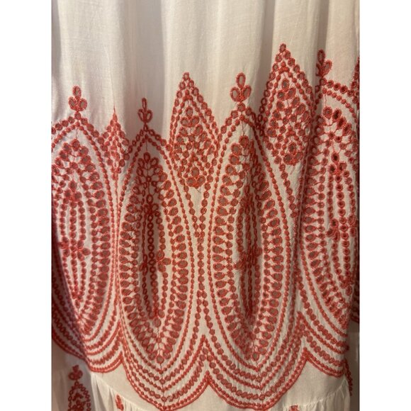 Marie Oliver Maxi Dress S Small White Red Embroidered Colorful Smocked - Picture 8 of 16